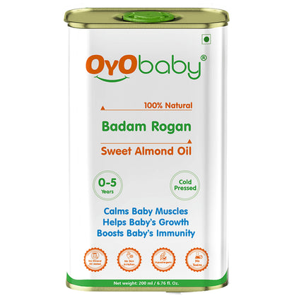 Oyo Baby 100% Natural Badam Rogan Sweet Almond Oil for 0 to 5 years - Classic Derma