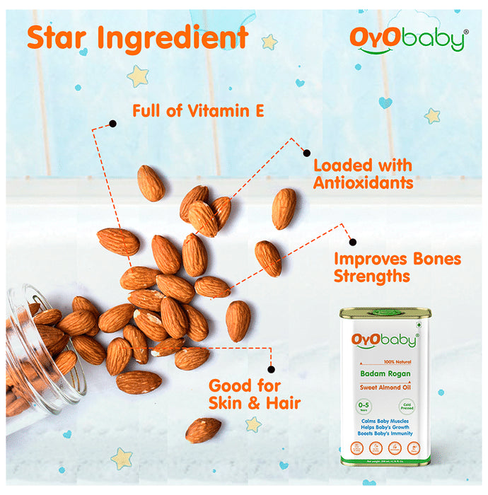 Oyo Baby 100% Natural Badam Rogan Sweet Almond Oil for 0 to 5 years