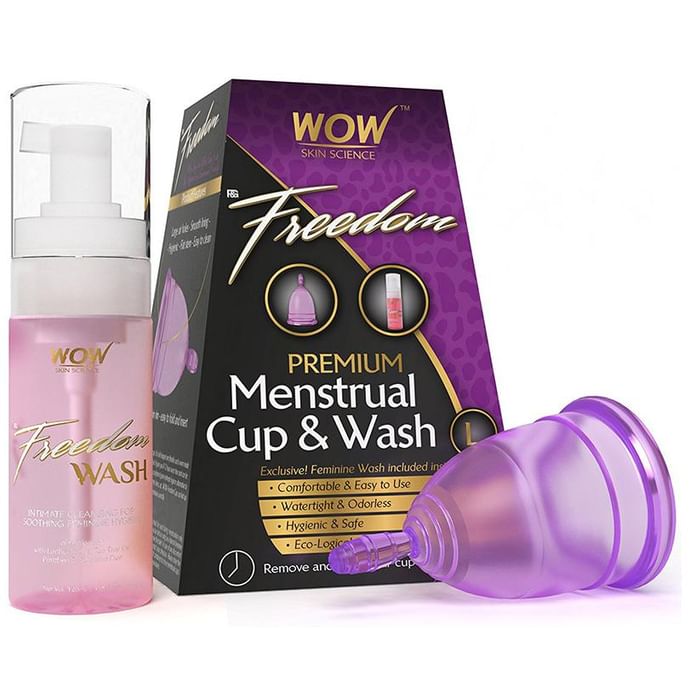 WOW Skin Science Freedom Reusable Menstrual Cup and Wash Large - Classic Derma