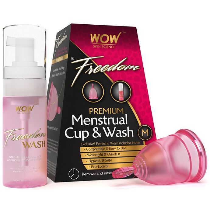 WOW Skin Science Freedom Reusable Menstrual Cup and Wash Medium - Classic Derma