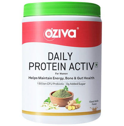 Oziva Daily Protein Activ for Women | Powder for Energy, Bone Health & Immunity | Flavour Classic Vanilla - Classic Derma
