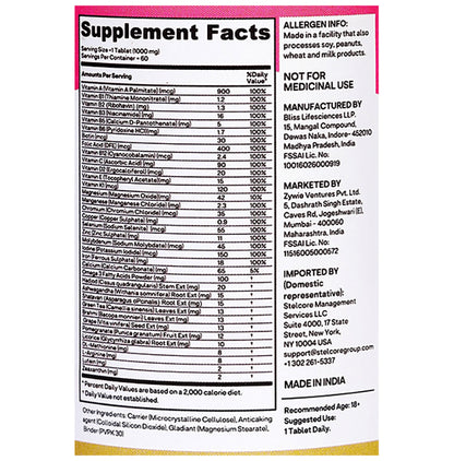 Oziva Daily Women's Multivitamin Veg Tablet for Daily Energy, Hormonal Balance & Stress Management