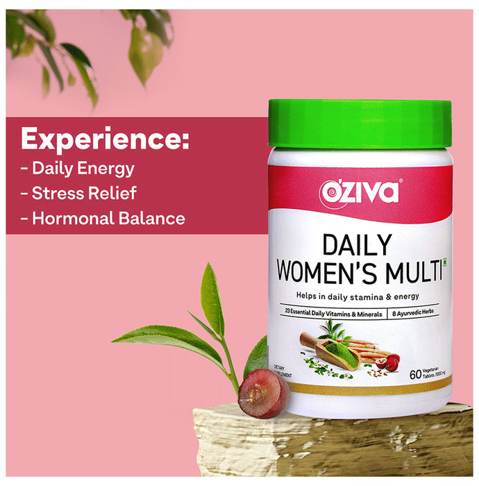 Oziva Daily Women's Multivitamin Veg Tablet for Daily Energy, Hormonal Balance & Stress Management