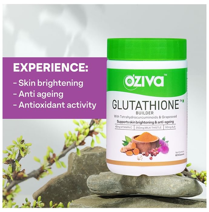 Oziva Glutathione Builder with Vitamin C & Milk Thistle | Capsule for Skin Health (60 Each)