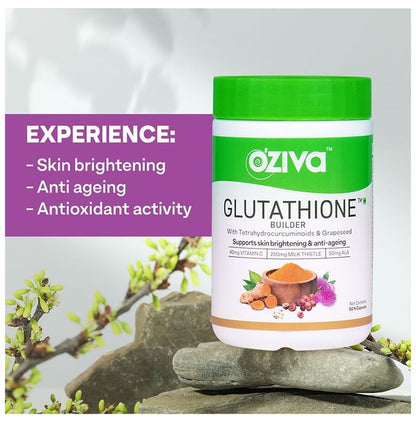 Oziva Glutathione Builder with Vitamin C & Milk Thistle | Capsule for Skin Health (60 Each)