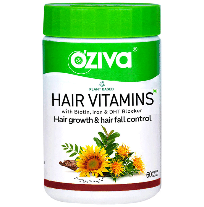 Oziva Hair Vitamins with DHT Blocker & Omega 3 | Vegetarian Capsule for Better Hair Growth & Hair Fall Control - Classic Derma