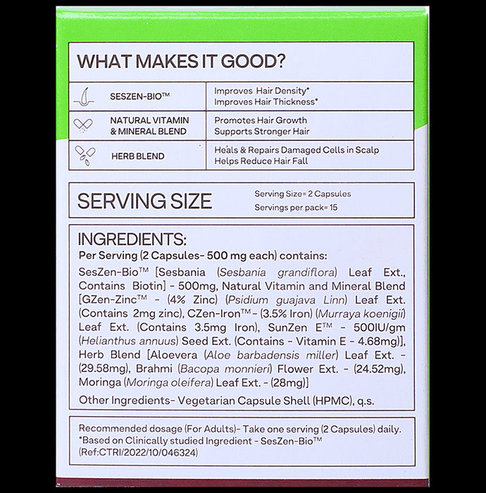 Oziva Hair Vitamins with DHT Blocker & Omega 3 | Vegetarian Capsule for Better Hair Growth & Hair Fall Control