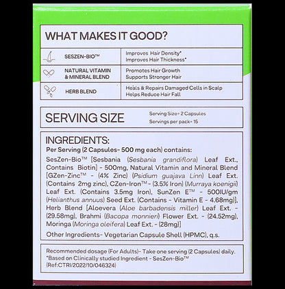 Oziva Hair Vitamins with DHT Blocker & Omega 3 | Vegetarian Capsule for Better Hair Growth & Hair Fall Control