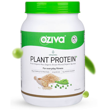 Oziva Organic Plant Protein from Organic Pea, Brown Rice & Quinoa for Everyday Fitness | Unflavoured
