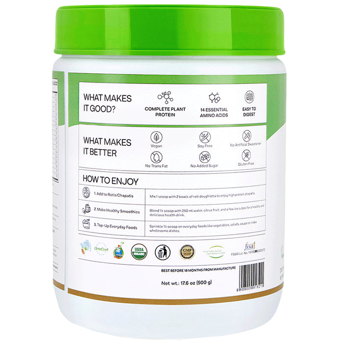 Oziva Organic Plant Protein from Organic Pea, Brown Rice & Quinoa for Everyday Fitness | Unflavoured