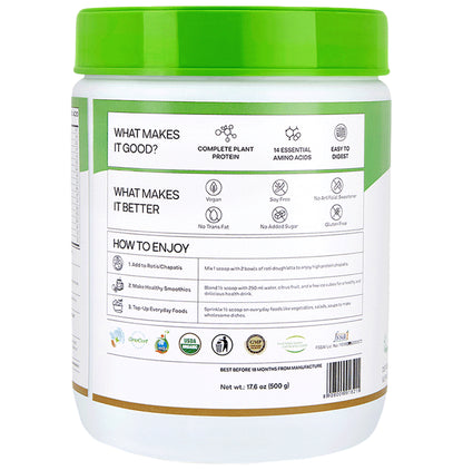 Oziva Organic Plant Protein from Organic Pea, Brown Rice & Quinoa for Everyday Fitness | Unflavoured