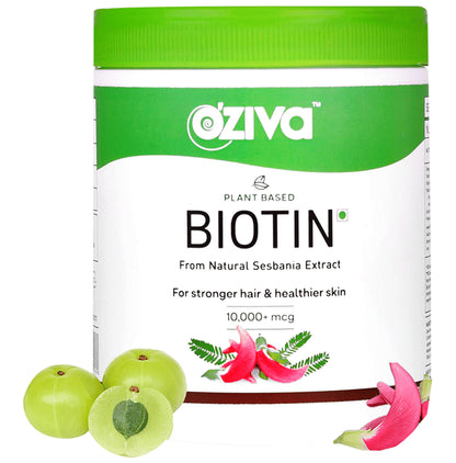Oziva Plant Based Biotin 10000 mcg for Stronger Hair & Healthier Skin Lemon