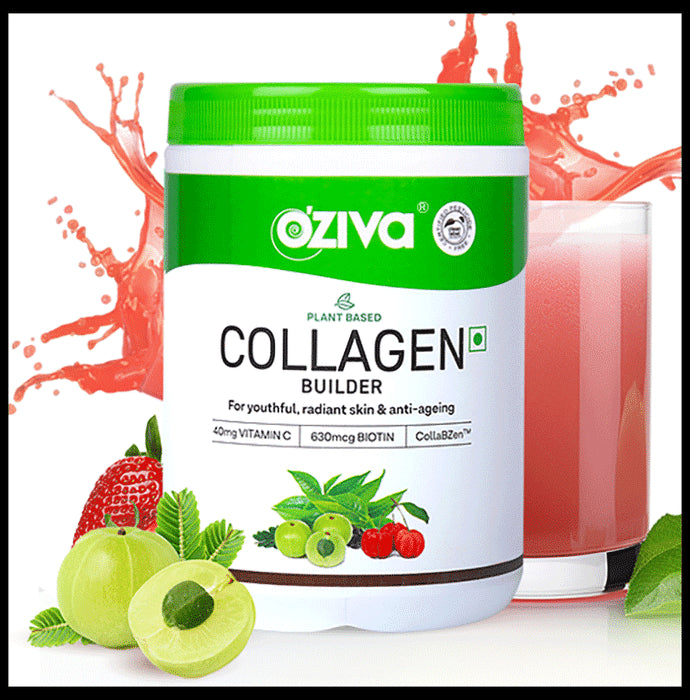 Oziva Plant Based Collagen Builder with Vitamin C & Biotin | Effervescent Tablet for Skin Health | Flavour