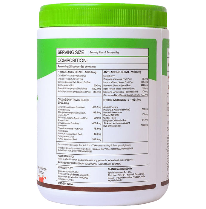 Oziva Plant Based Collagen Builder with Vitamin C & Biotin | Effervescent Tablet for Skin Health | Flavour Berry Orange