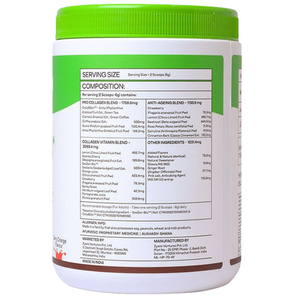 Oziva Plant Based Collagen Builder with Vitamin C & Biotin | Effervescent Tablet for Skin Health | Flavour Berry Orange