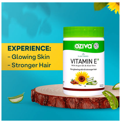 Oziva Plant Based Vitamin E Capsule with Argan Oil & Aloe Vera | For Glowing Skin & Stronger Hair