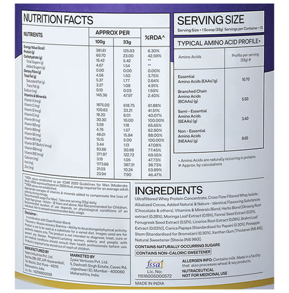 Oziva Protein & Herbs for Men | For Muscle Building, Stamina & Recovery | Chocolate