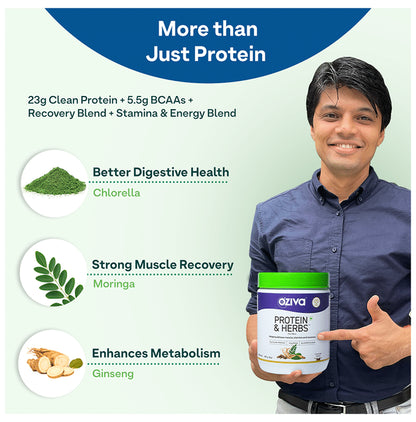 Oziva Protein & Herbs for Men | For Muscle Building, Stamina & Recovery | Chocolate