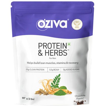 Oziva Protein & Herbs for Men | For Muscle Building, Stamina & Recovery | Chocolate - Classic Derma