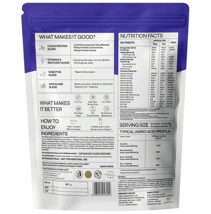 Oziva Protein & Herbs for Men | For Muscle Building, Stamina & Recovery | Chocolate