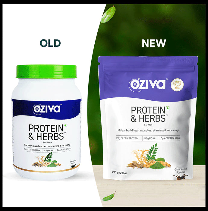 Oziva Protein & Herbs for Men | For Muscle Building, Stamina & Recovery | Chocolate
