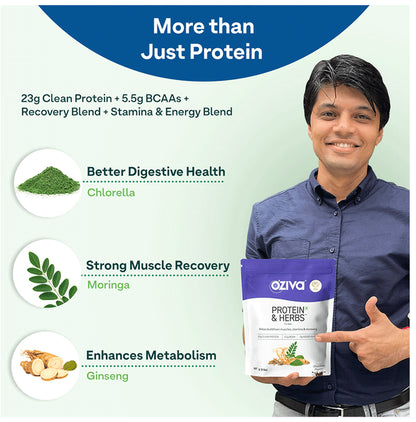 Oziva Protein & Herbs for Men | For Muscle Building, Stamina & Recovery | Chocolate