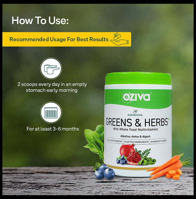 Oziva Superfood Greens & Herbs | Powder for Metabolism, Detox & Digestion