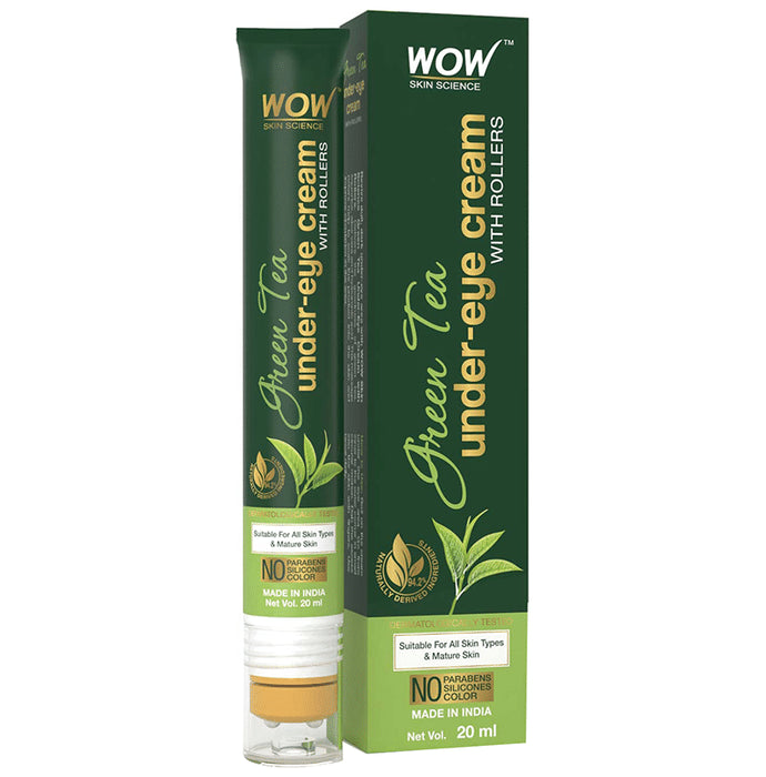 WOW Skin Science Green Tea Under Eye Cream with Roller - Classic Derma