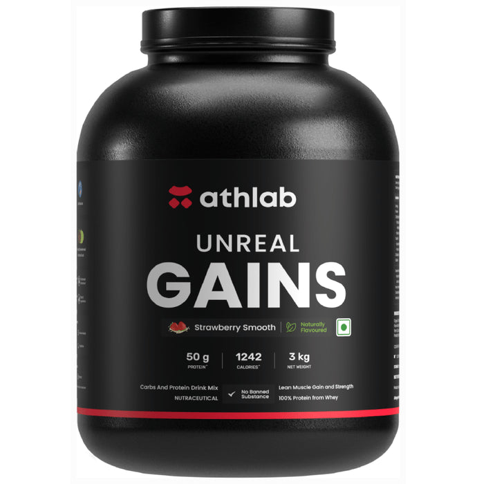 Athlab Unreal Gains Powder Strawberry Smooth - Classic Derma