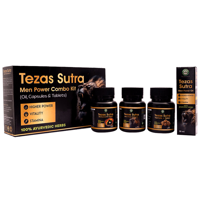 Panchtezas Ayurvedic Tezas Sutra Men Power Combo Kit (Oil, Capsules & Tablets)