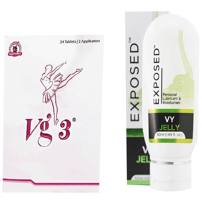Vg-3 Combo Pack of Vg3 Vaginal Tablet (24) & Exposed VY Jelly (50ml ) - Classic Derma