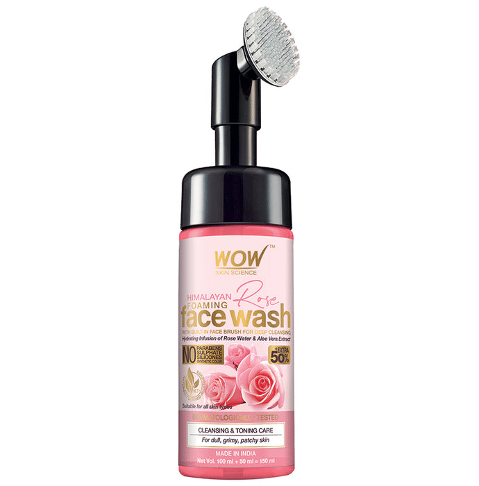 WOW Skin Science Himalayan Rose Foaming Face Wash with Built-In Face Brush - Classic Derma