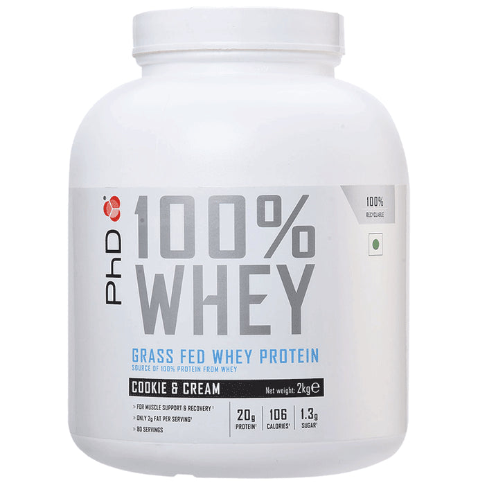 PHD 100% Grass Fed Whey Protein Cookies & Cream - Classic Derma