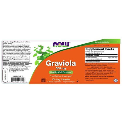 Now Graviola 500mg Veg Capsule (100 Each)