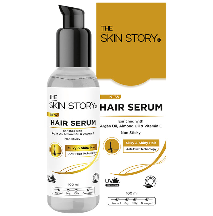 The Skin Story Hair Serum With Anti Frizz Technology & UV Protection For Silky Shiny Hair Non-Sticky - Classic Derma