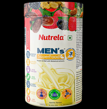 Patanjali Nutrela Men's Superfood with Protein for Digestion & Immunity | Flavour Powder Vanilla - Classic Derma