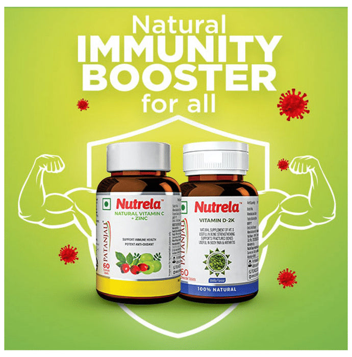 Patanjali Nutrela Vitamin D 2K for Bone Health | Flavour Vanilla Chewable Tablet