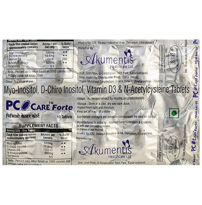 Pco Care Forte Tablet with Myo-Inositol, D-Chiro Inositol, Vitamin D3 & N-Acetylcysteine