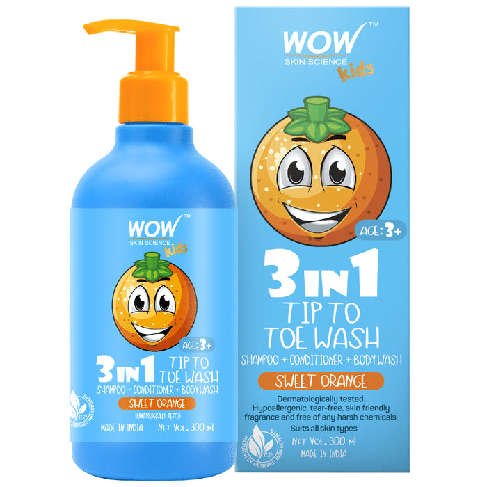 WOW Skin Science Kids 3 in 1 Tip to Toe Wash Sweet Orange - Classic Derma