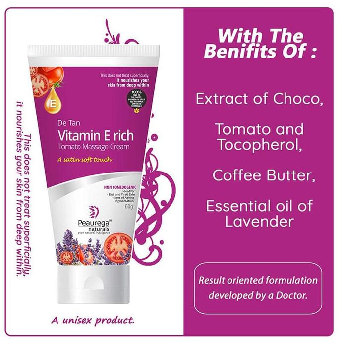 Peaurega Naturals De Tan Vitamin E Rich Tomato Massage Cream