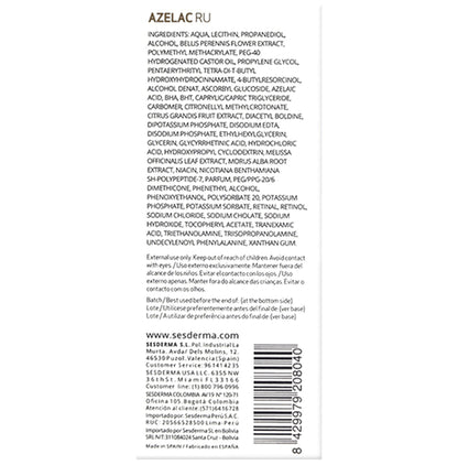 Sesderma Azelac RU Liposomal Serum with Tranexamic Acid Booster | For Skin Depigmentation