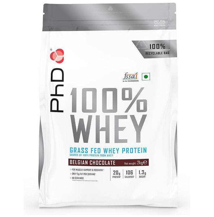 PHD 100% Grass Fed Whey Protein Powder Belgian Chocolate - Classic Derma