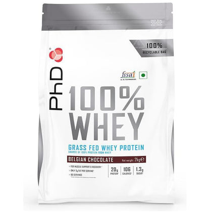 PHD 100% Grass Fed Whey Protein Powder Belgian Chocolate - Classic Derma