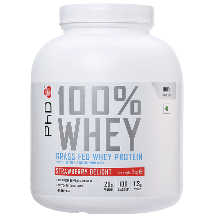 PHD 100% Grass Fed Whey Protein Strawberry Delight - Classic Derma