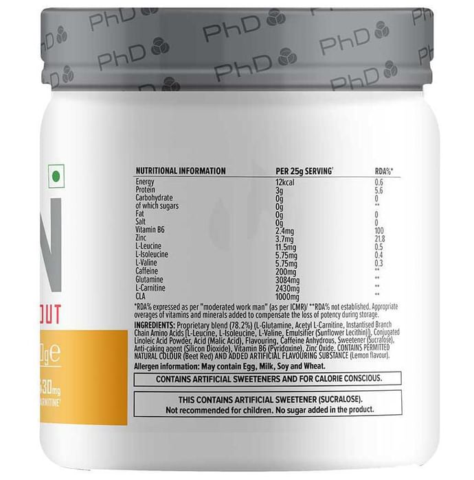 PHD Burn Fat Burning Pre-Workout Powder Sherbet Lemon