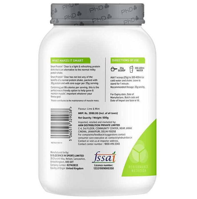 PHD Smart Protein Clear Lime & Mint Powder