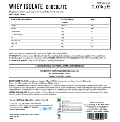 PHD Sports Nutrition Whey Isolate Fast Acting Whey Protein Vanilla