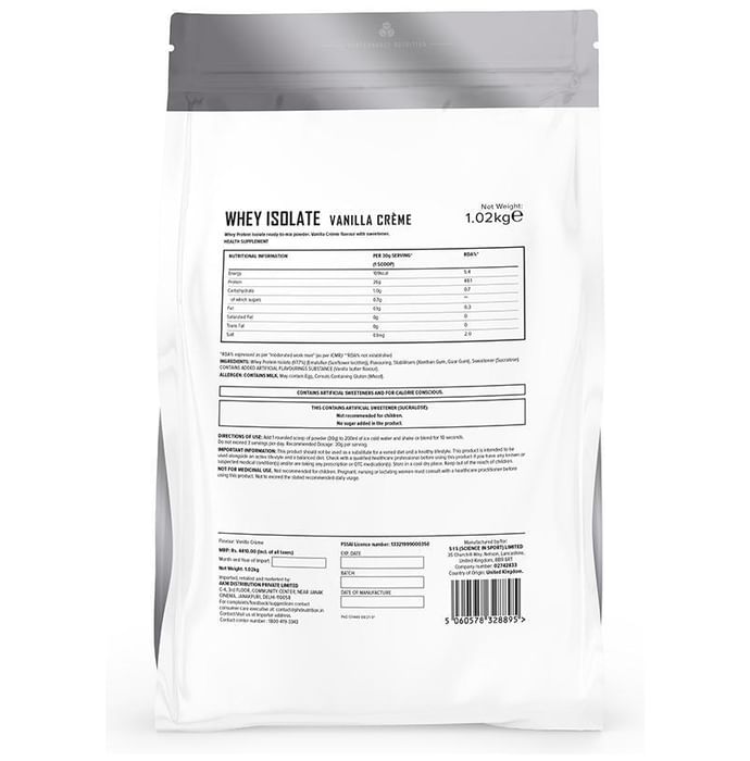 PHD Whey Isolate Fast Acting Whey Protein Powder Vanilla Creme