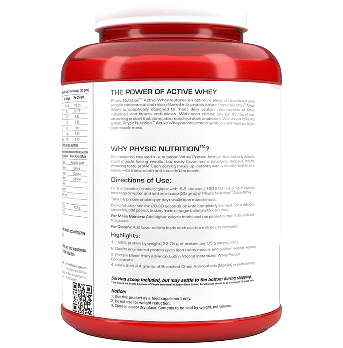 Physic Nutrition Active Whey Next Level Supplement Powder Vanilla
