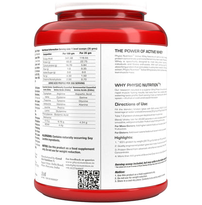 Physic Nutrition Active Whey Next Level Supplement Powder Vanilla